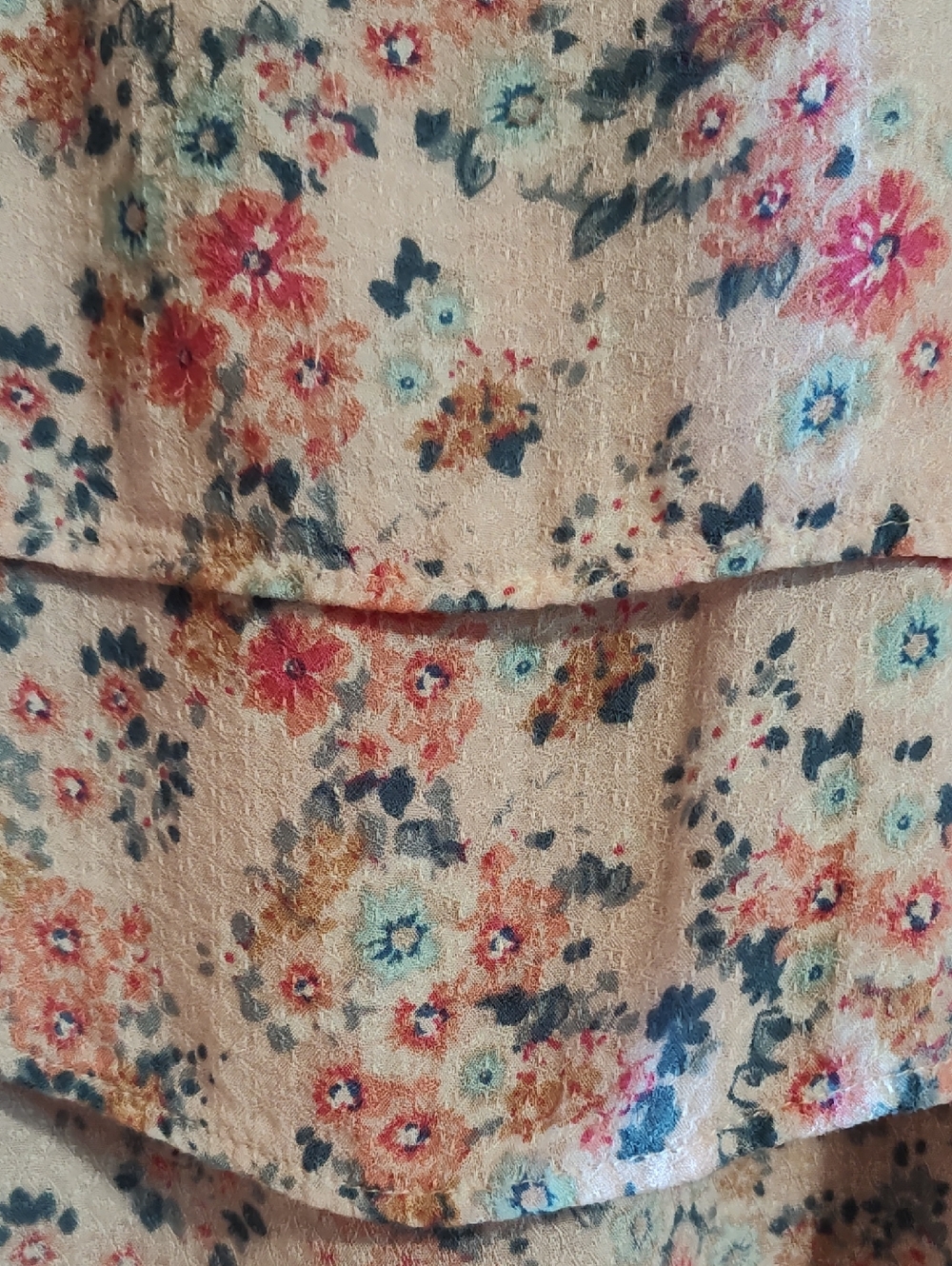 Monteau Los Angeles Layered Sleeveless Blouse Blush Pink Aqua Ditsy Floral Med - Picture 5 of 11
